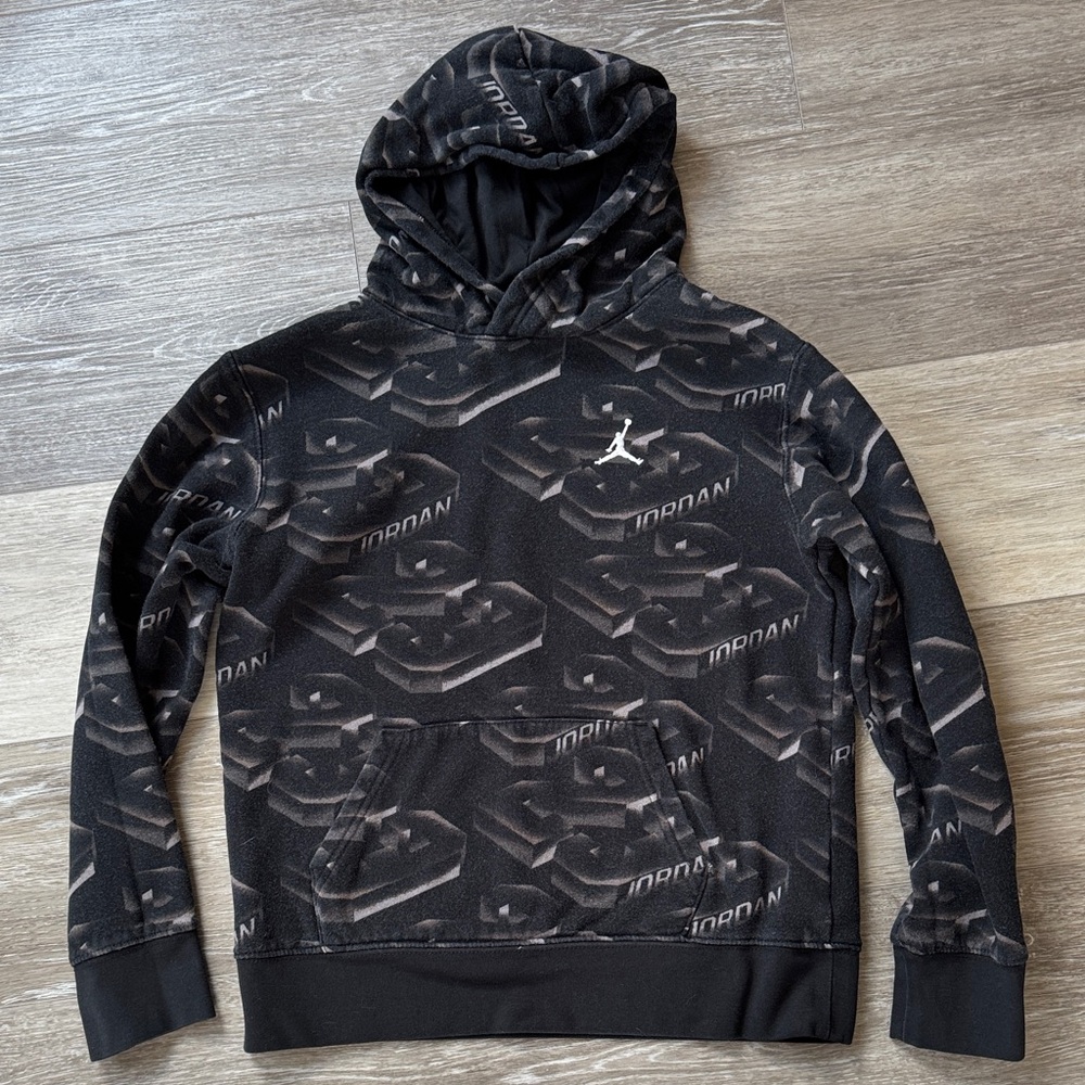 Jordan Black and Gray Logo Hoodie
